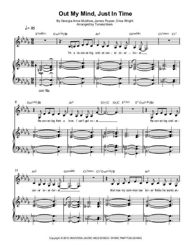 Out My Mind, Just In Time (arr. Tunescribers)