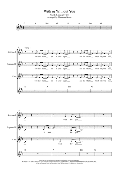 With Or Without You (arr. Theodora Byrne)