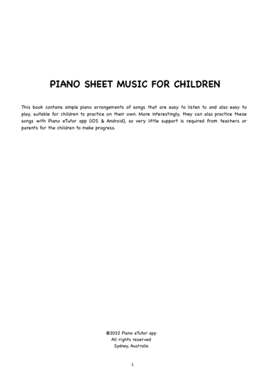 Simple Piano Songs for Children (arr. Piano eTutor app)
