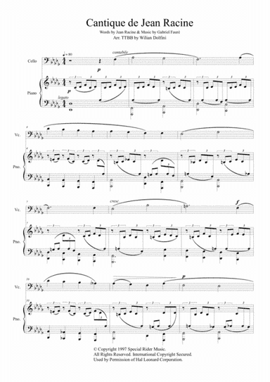Cantique de Jean Racine - G.Fauré - TTBB (arr. Wilian Dolfini)