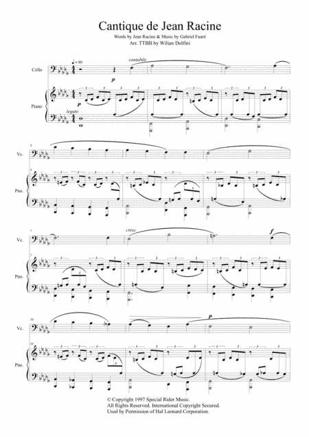 Cantique de Jean Racine - G.Fauré - TTBB (arr. Wilian Dolfini)