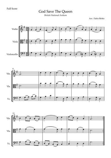 God Save The Queen (British National Anthem) for String Trio (arr. Fabio Britto)
