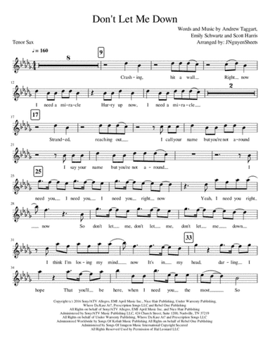 Don't Let Me Down (arr. JNguyenSheets)