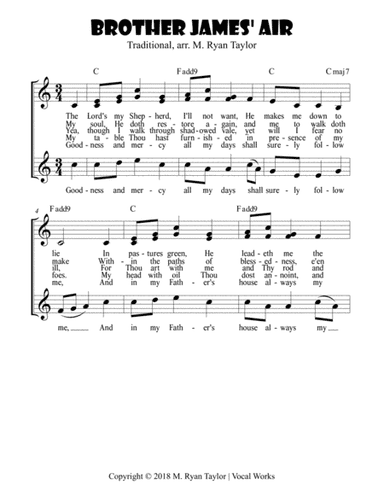 Brother James Air (Psalm 23) - Duet or Trio and Easy Ukulele Chords (arr. M. Ryan Taylor)