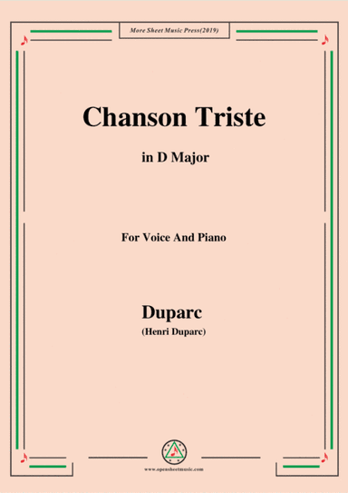 Duparc-Chanson Triste in D Major (arr. Open Cloud)