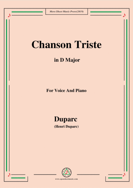 Duparc-Chanson Triste in D Major (arr. Open Cloud)