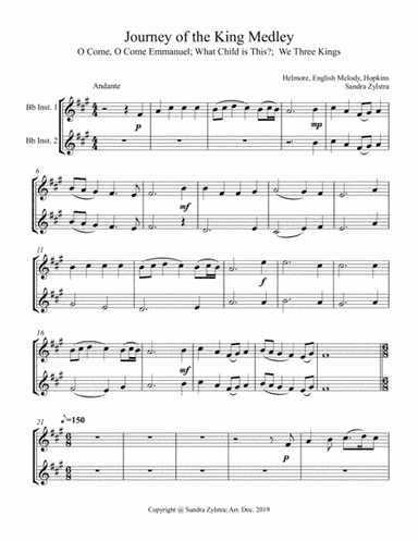 Journey Of The King (treble Bb instrument duet, parts only) (arr. Sandra Zylstra)