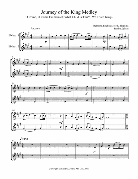 Journey Of The King (treble Bb instrument duet, parts only) (arr. Sandra Zylstra)