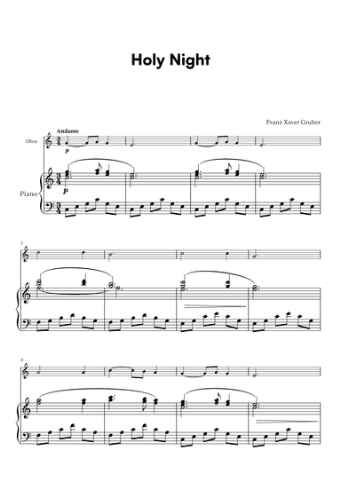 Franz Xaver Gruber - Holy Night (for Oboe and Piano) (arr. Cadenza Editions)