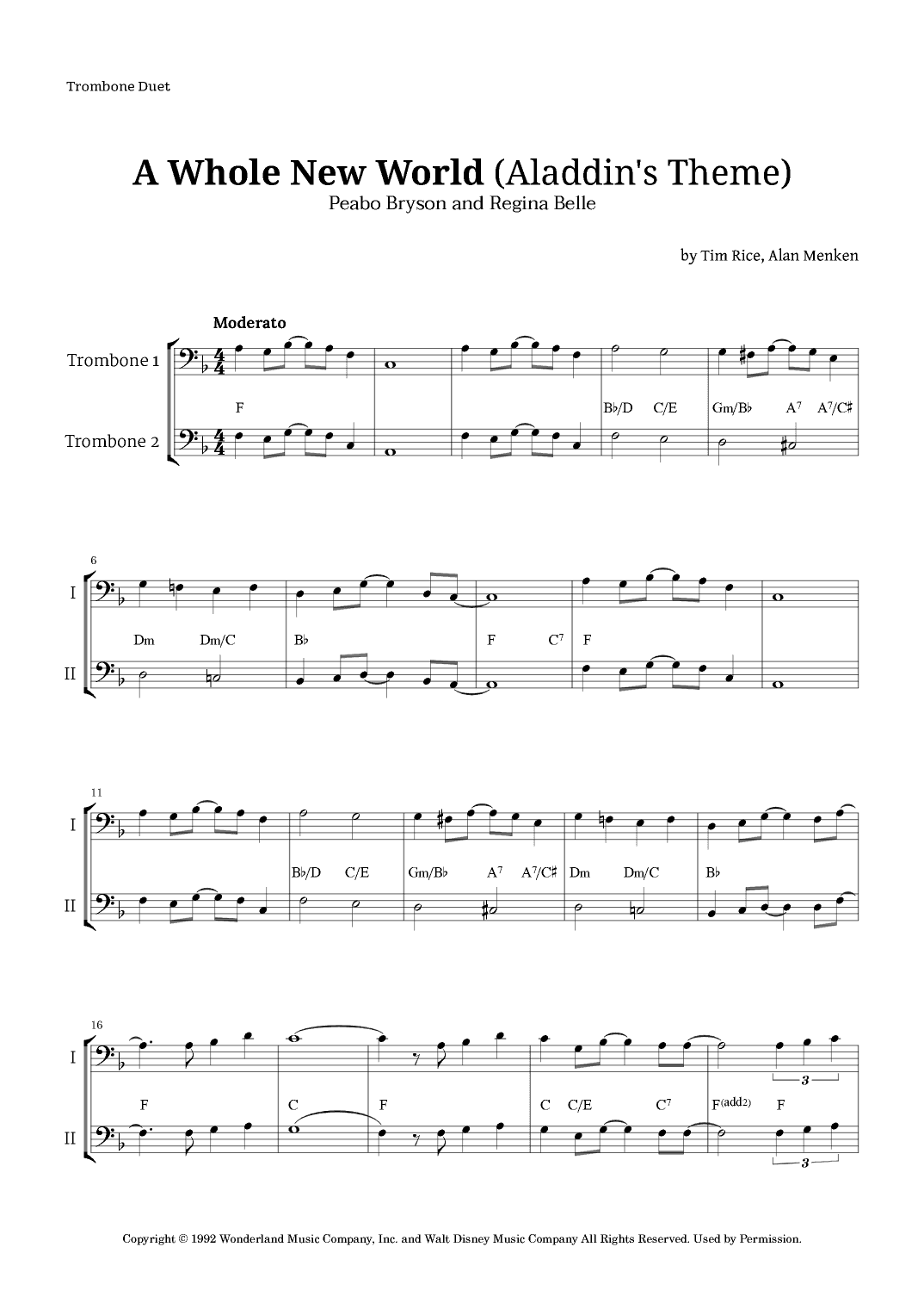 A Whole New World (aladdin's Theme) (arr. Langanho)