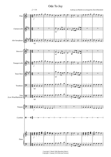 Ode To Joy for School Wind Band (arr. David Burndrett)