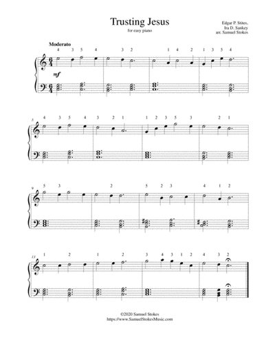 Trusting Jesus - for easy piano (arr. Samuel Stokes)