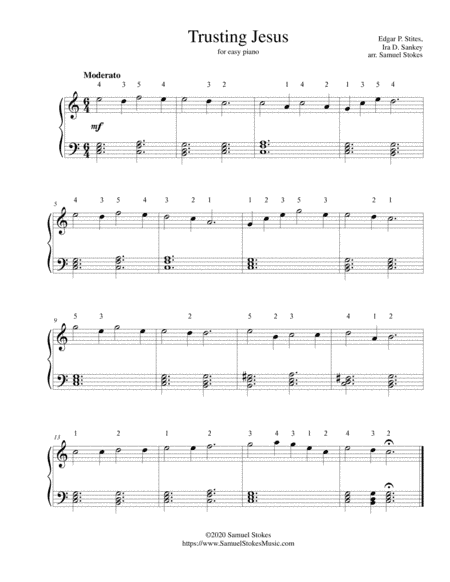 Trusting Jesus - for easy piano (arr. Samuel Stokes)