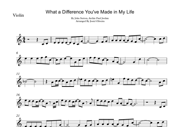 What A Difference You've Made In My Life (arr. Josiel Oliveira)