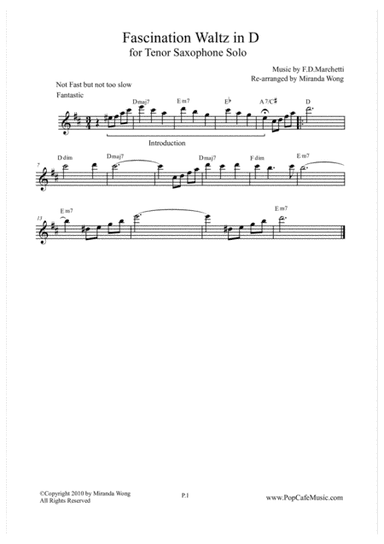 Fascination - Alto Sax + Tenor Sax + Concert Key (arr. Miranda Wong)