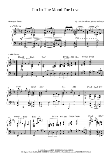 I'm In The Mood For Love (arr. Roger da Luz)