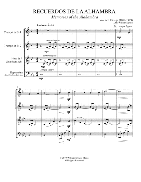 Recuerdos de la Alhambra (Memories of the Alhambra) (arr. Arr. William Dyson)