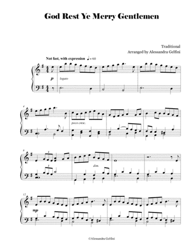 God Rest Ye Merry Gentlemen -  advanced intermediate piano solo (arr. Alessandra Gelfini)