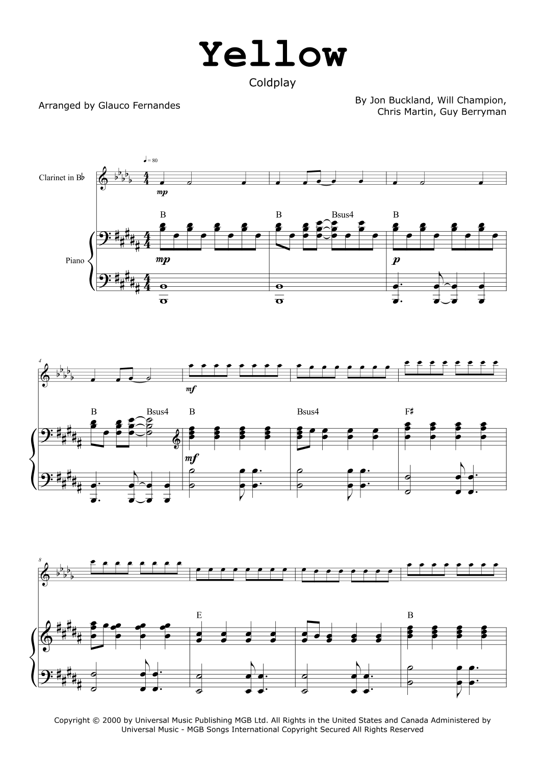 Yellow (arr. Glauco Fernandes)