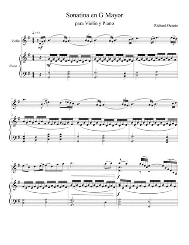 Sonatina in G Mayor, para Violin y Piano