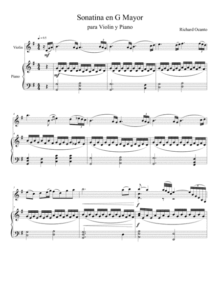 Sonatina in G Mayor, para Violin y Piano
