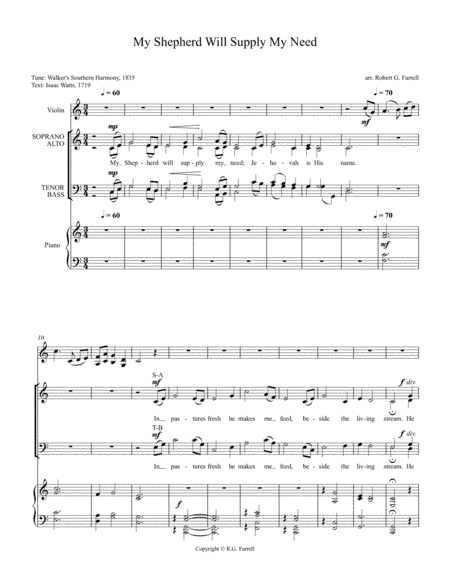 My Shepherd Will Supply My Needs-2020 (arr. Robert G. Farrell)