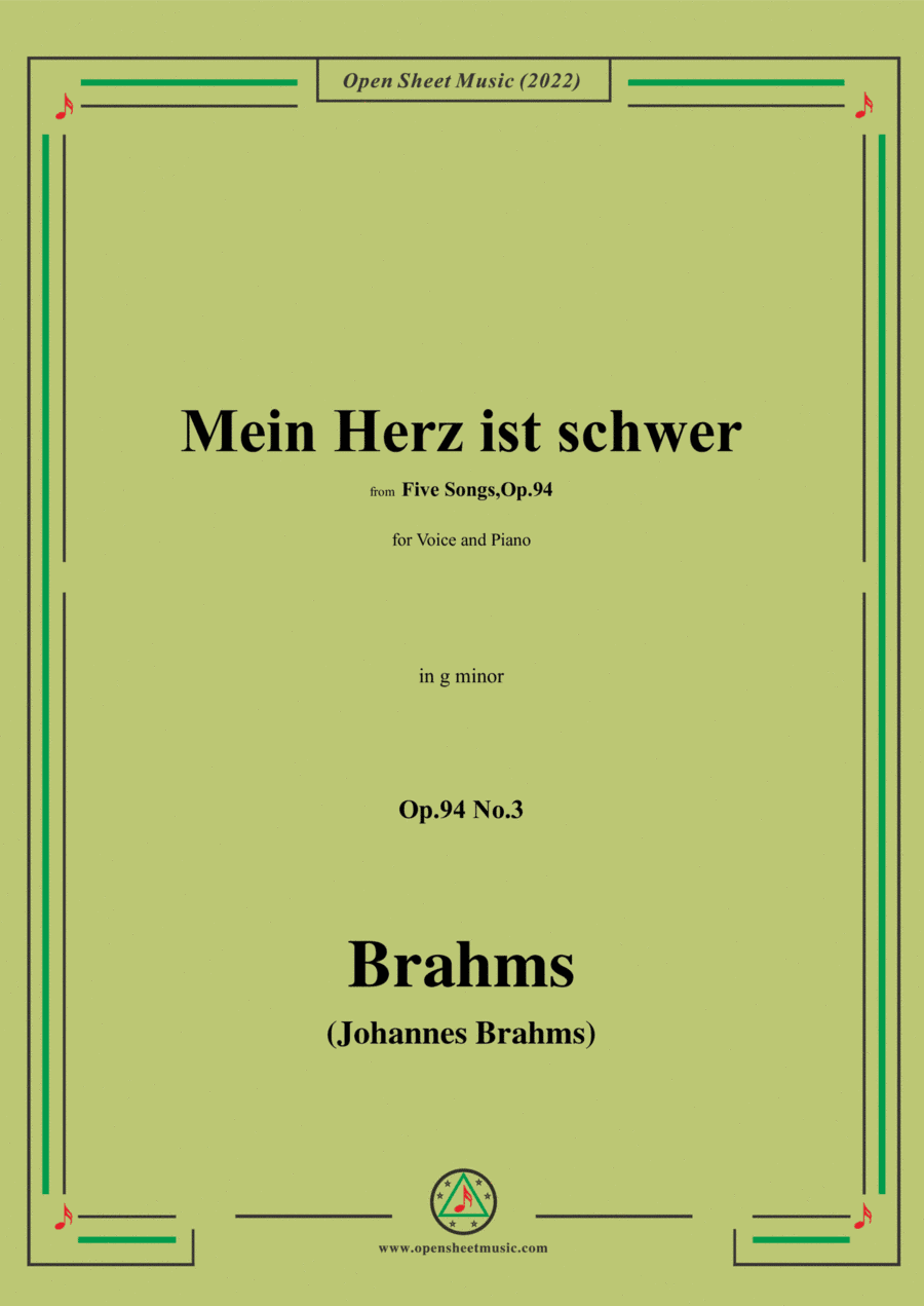 Brahms-Mein Herz ist schwer,Op.94 No.3,in g minor (arr. Open Cloud)
