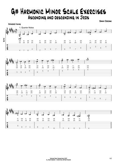 G# Harmonic Minor Scale Exercises - Ascending and Descending in 3rds