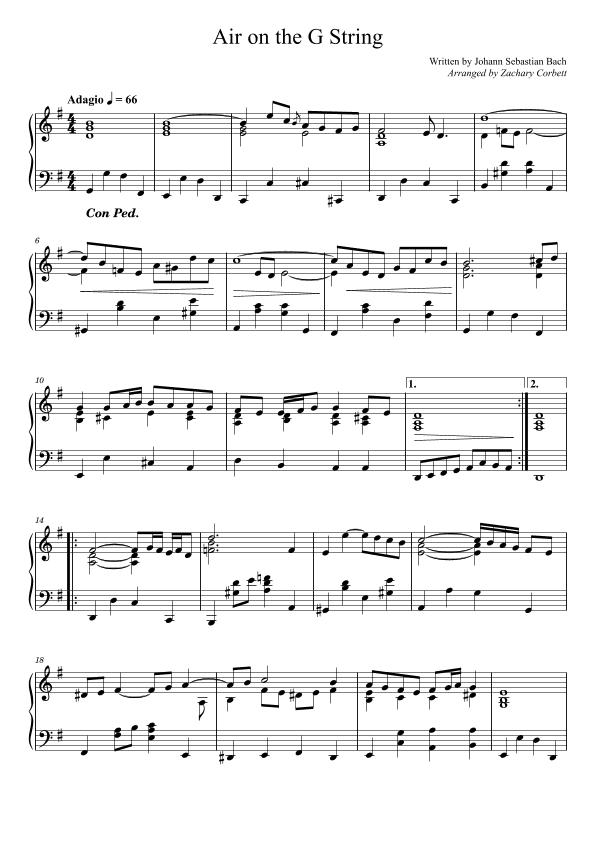 Air On The G String (arr. Zachary Corbett)