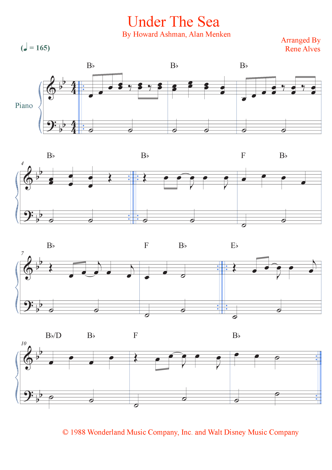 Under The Sea (arr. Rene Alves)
