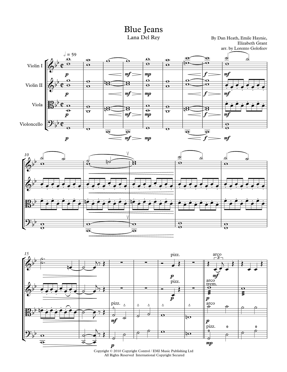 Blue Jeans (arr. Lorento Golofeev)