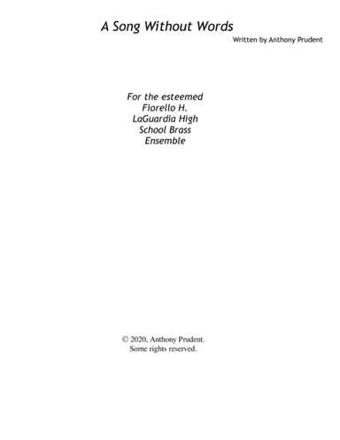 A Song Without Words (For Brass Ensembles)