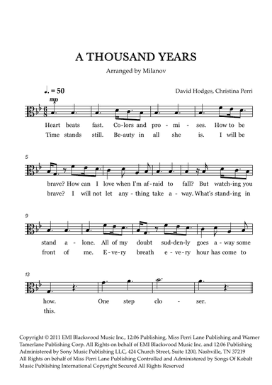 A Thousand Years (arr. Milanov)