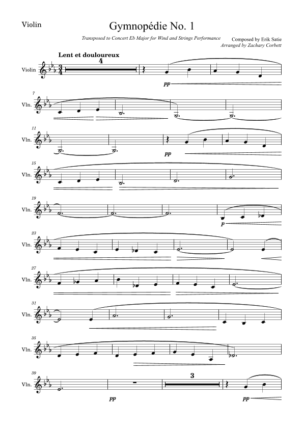 Gymnopédie No. 1 (arr. Zachary Corbett)