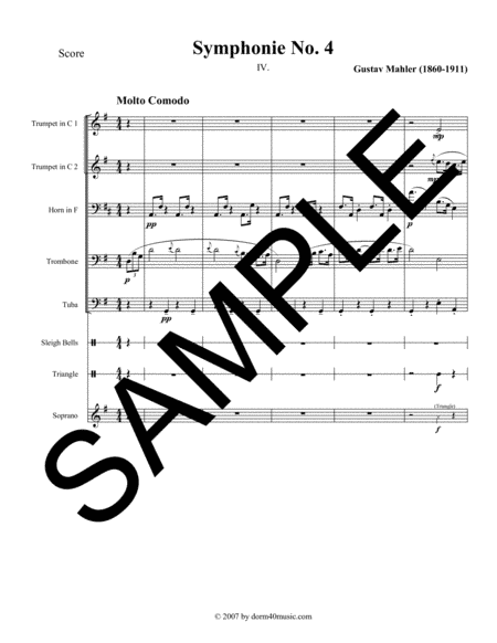 Symphony No. 4 - 4th Movement for Brass Quintet, Soprano, and Optional Percussion (arr. Dorm 40 Music)