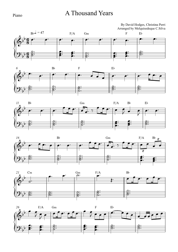 A Thousand Years (arr. Melquisedeque C.Silva)