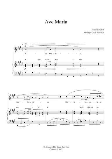 Ave Maria - Schubert A Major Chords (arr. Cadu Barcelos)