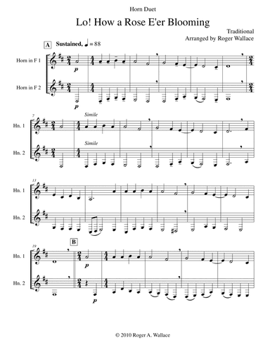 Lo! How a Rose E'er Blooming (arr. Roger Wallace)