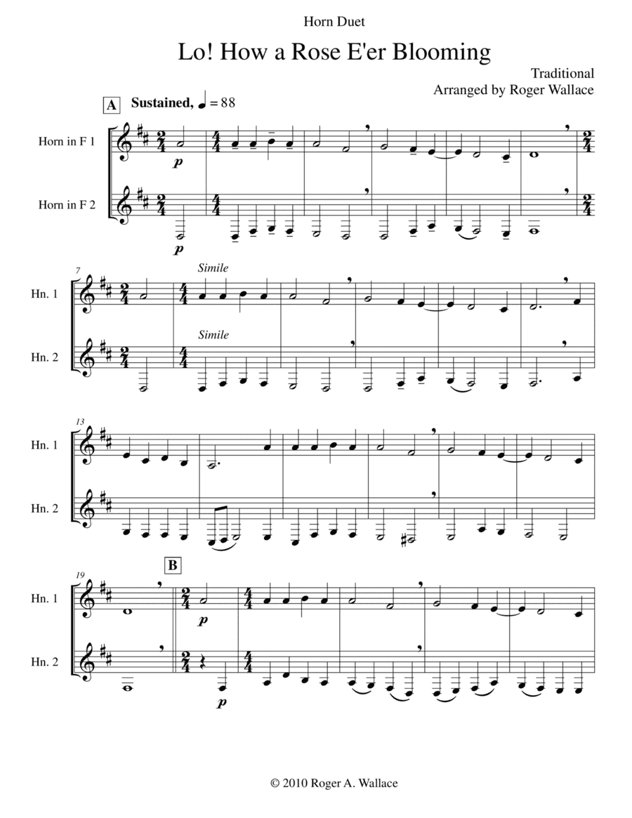 Lo! How a Rose E'er Blooming (arr. Roger Wallace)