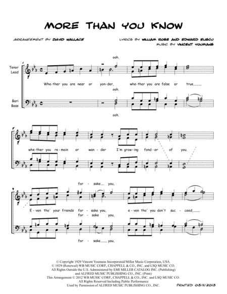 More Than You Know (arr. David Wallace)