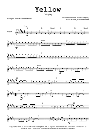 Yellow (arr. Glauco Fernandes)
