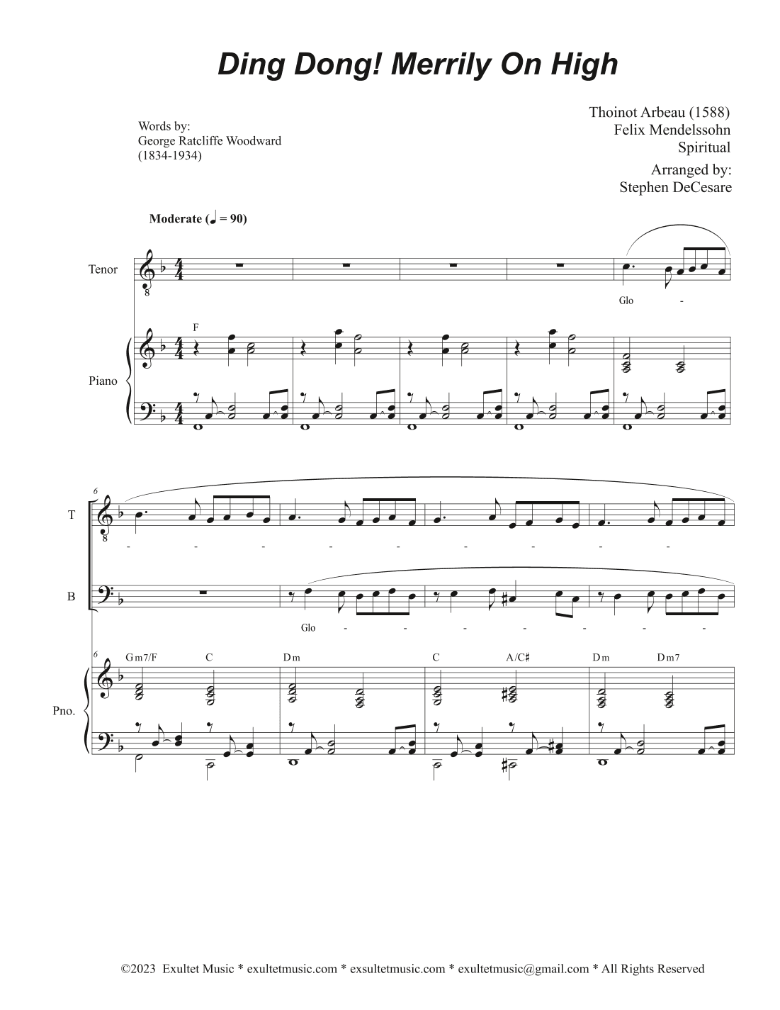 Ding Dong! Merrily On High (Duet for Tenor and Bass solo) (arr. Stephen DeCesare)