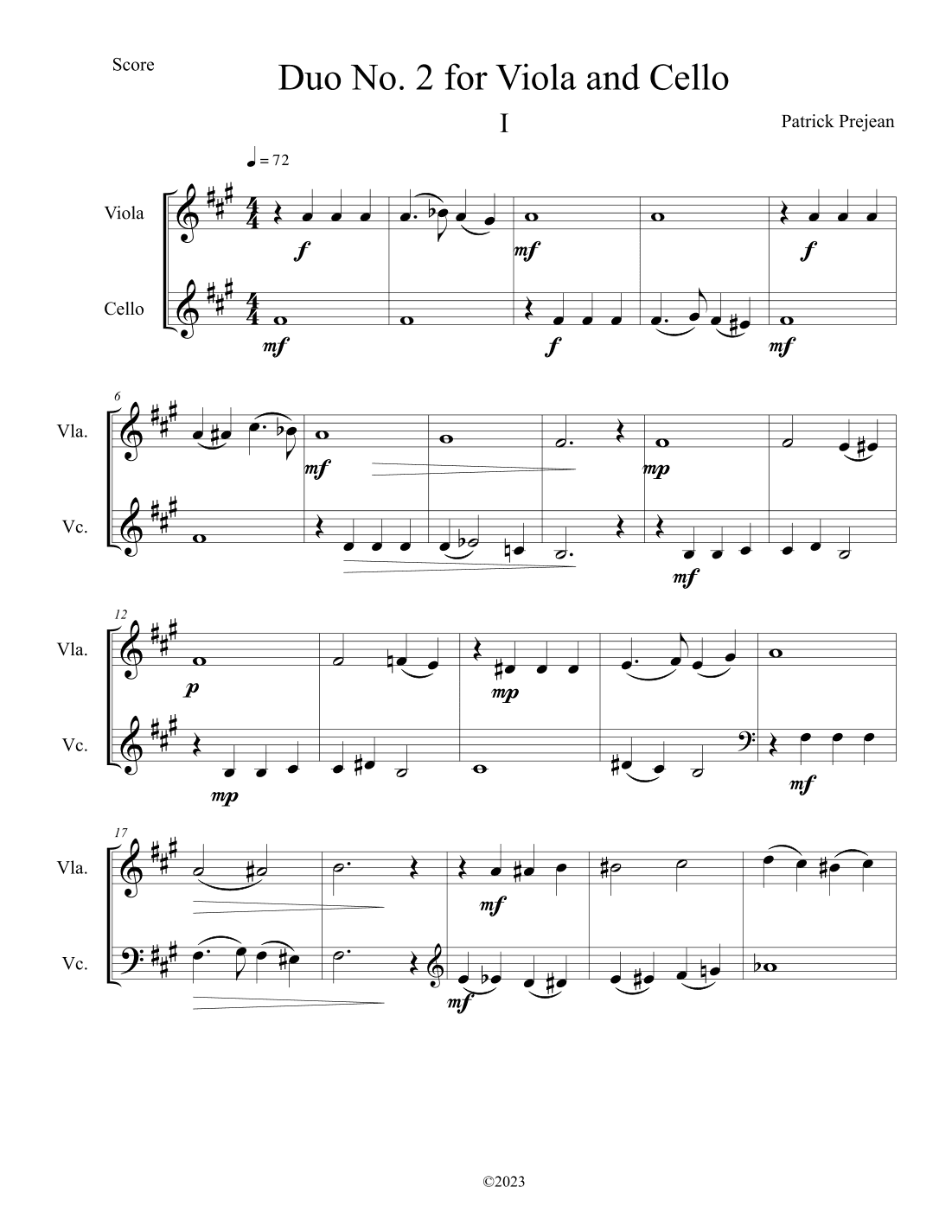 Duo No. 2 for Cello and Viola