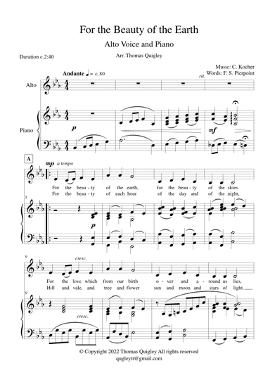 For the Beauty of the Earth (arr. Thomas Quigley)