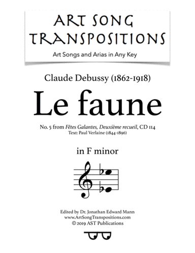 DEBUSSY: Le faune (transposed to F minor) (arr. ArtSongTranspositions.com)