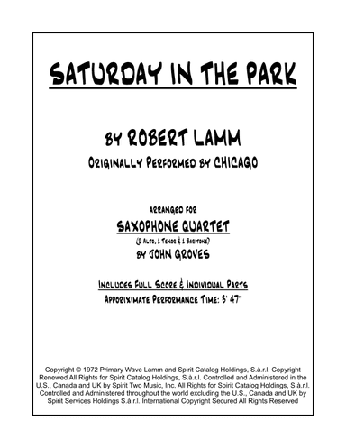 Saturday In The Park (arr. John Groves)