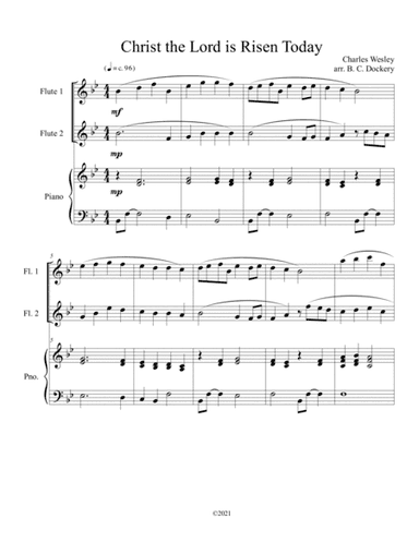 Christ the Lord is Risen Today (flute duet) with optional piano accompaniment (arr. B. C. Dockery)