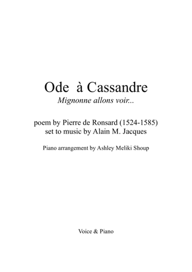 Ode à Cassandre (Mignonne allons voir)