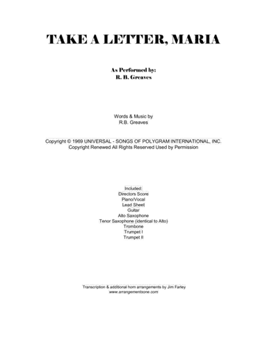 Take A Letter, Maria (arr. Jim Farley www.arrangementsone.com)
