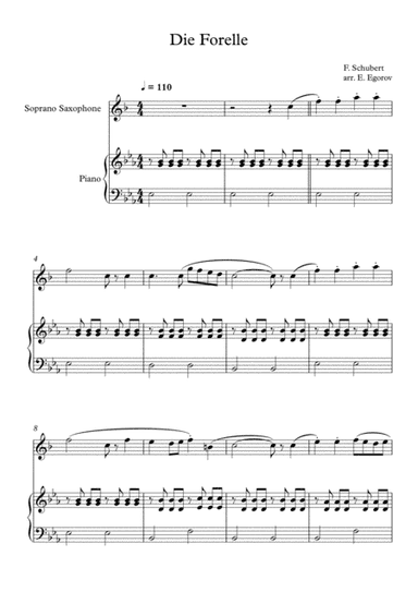 Die Forelle, Franz Schubert, For Soprano Saxophone & Piano (arr. Eugene Egorov)